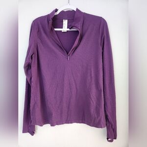 Fabletics Feather Tech Half Zip Top Luxe Plum XL
